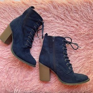 Mossimo Supply Co. Blue Zipper Laced Ankle Booties